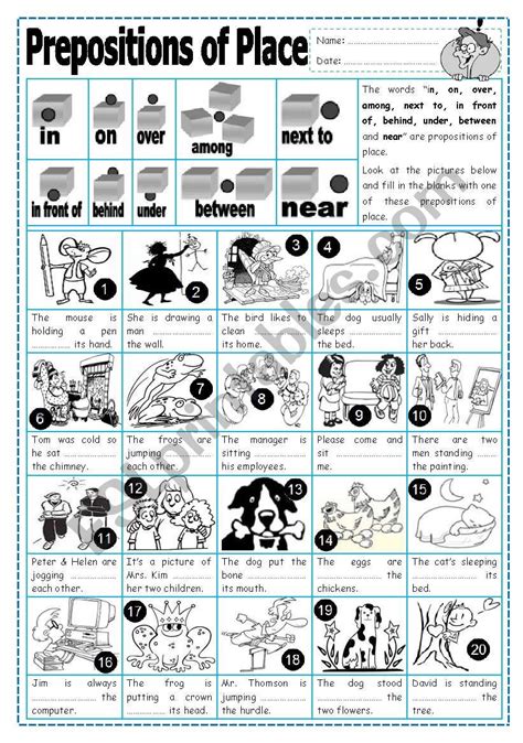 Prepositions Of Place 2 Esl Worksheet By Missola