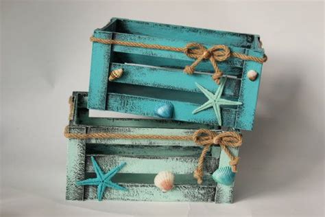 Nautical Wooden Crates Set Of 2 Nautical Crates Rustic Crates