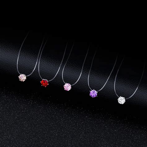 Vekno Colorful Crystal Zircon Cz Necklace And Pendants Choker Invisible