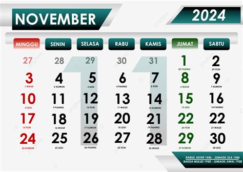 Kalender November 2024 Bersamaan Dengan Tanggal Merah Hari Raya Jawa