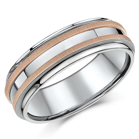 7mm Titanium And 9ct Rose Gold Wedding Ring Band Titanium Rings At Elma