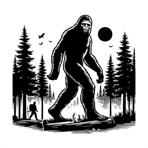 Bigfoot Concept Silhouettes Bigfoot Silhouette Tshirt Design Vector