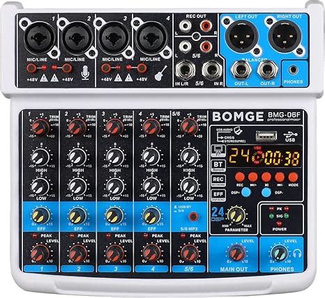 BOMGE 6 Channel Mini DJ Audio Sound Mixer Console With USB Interface