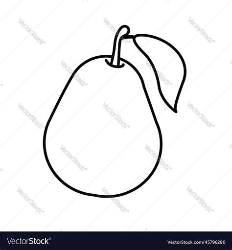 Pear fruit outline black and white Royalty Free Vector Image