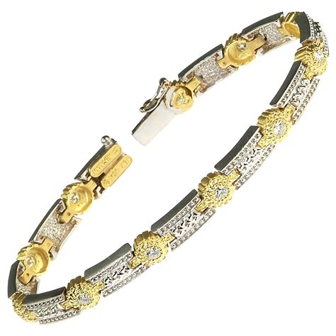 Stambolian Two Tone K Yellow White Gold And Bezel Set Diamond Tennis