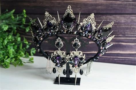 Gothic Wedding Crown With Thorns Black Crown In The Gothic Etsy