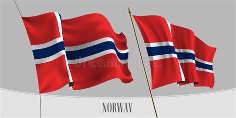 Fije De La Bandera Que Agita De Noruega En El Ejemplo Aislado Del