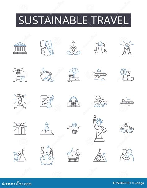 Sustainable Travel Line Icons Collection. Eco-friendly Tourism