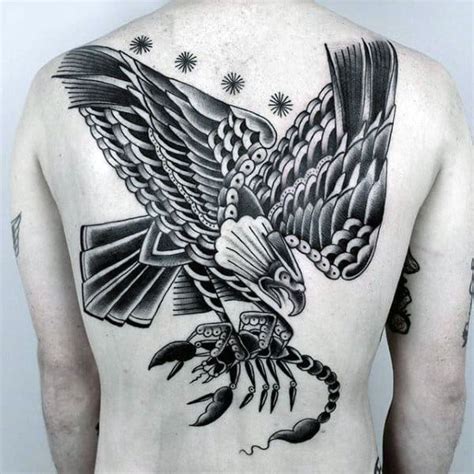 50 Eagle Back Tattoo Designs For Men Flying Bird Ink Ideas