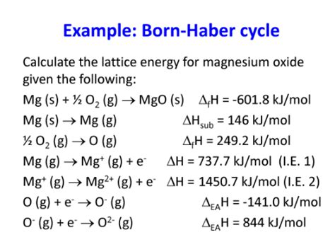 Solved Calculate The Lattice Energy For Magnesium Oxide Chegg