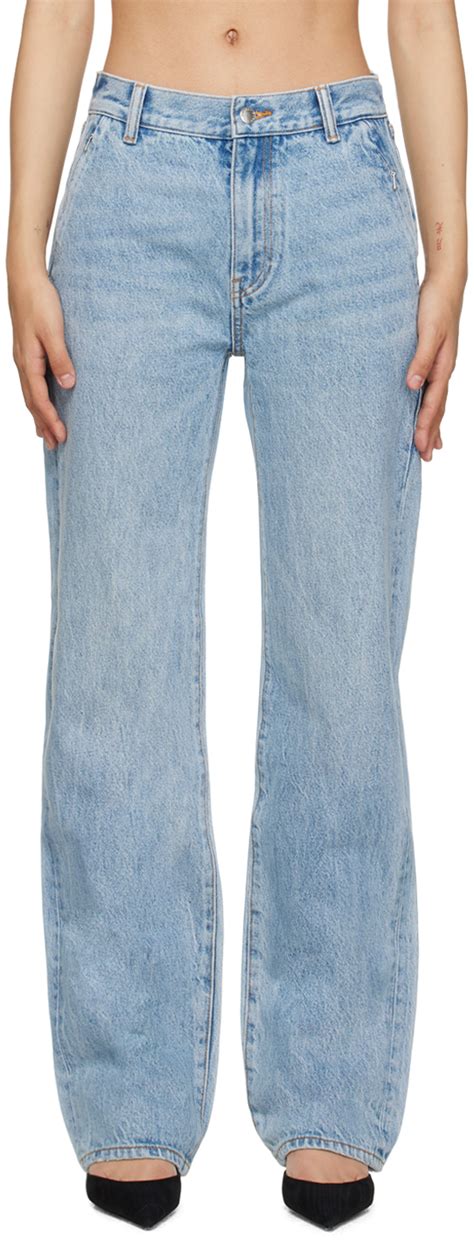 Blue Ez Mid Rise Straight Leg Jeans By Alexander Wang On Sale