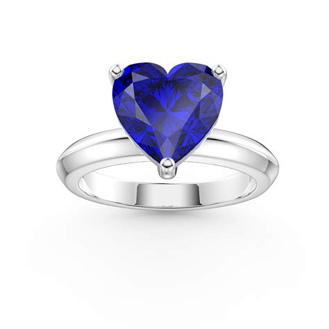 Unity Ct Heart Blue Sapphire Solitaire Platinum Plated Silver Promise