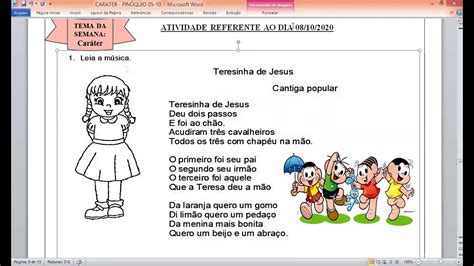 Interpretação De Texto Da Cantiga Terezinha De Jesus LIBRAIN