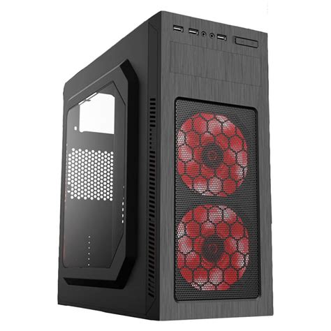 Gabinete Magnum Tech Mt R Atx Sin Fuente X Fan Rojo Negro