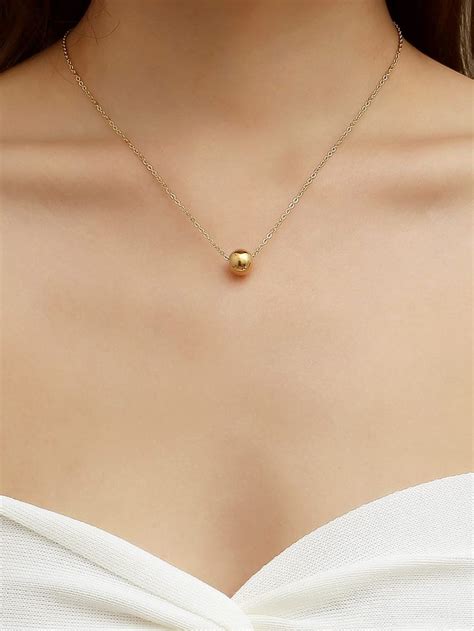 Ball Decor Chain Necklace In Gold Fashion Necklace Jewelry