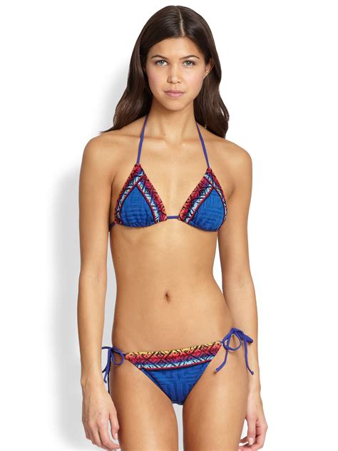 Lyst Cecilia Prado Patterned String Bikini Top In Blue