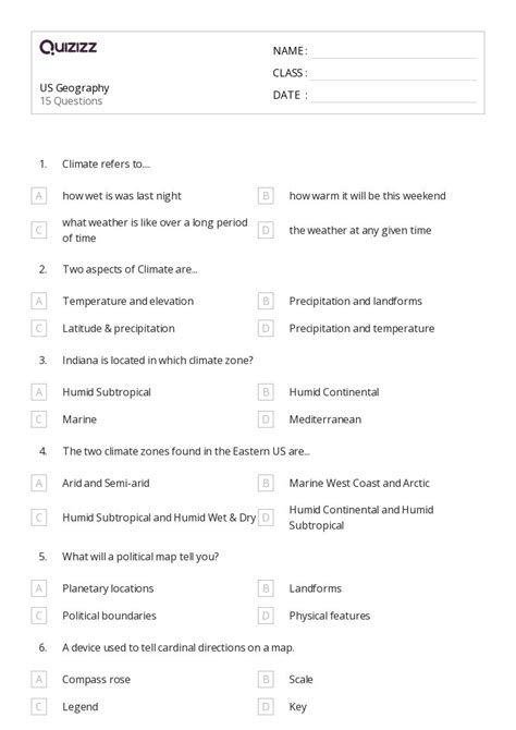 50+ Geography worksheets for 8th Grade on Quizizz | Free & Printable