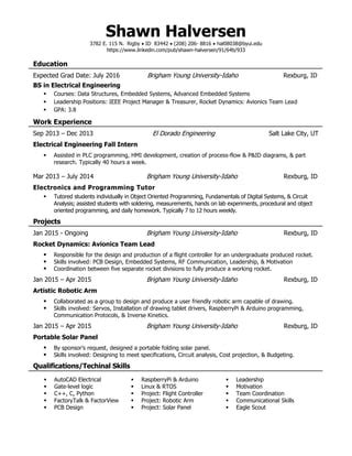 The Resume Of Shawn Halversen New Format Pdf