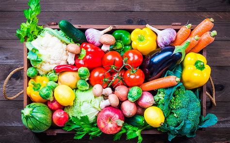 Box With Fresh Vegetables Fruit Healthy Food Concepts Tomatoes