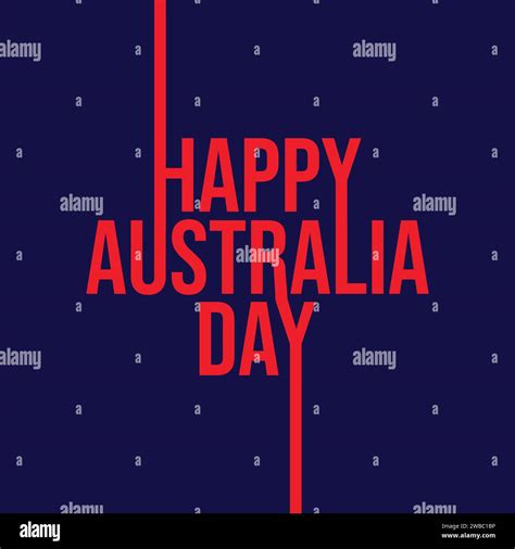 Red Color Vector Typography Of Happy Australia Day On Blue Background