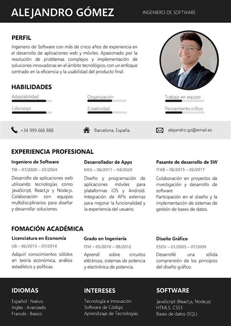 Formato De Curriculum Vitae Elegante Gratis