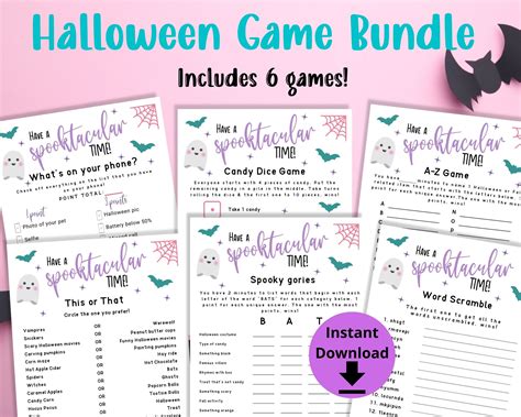 Pastel Halloween Games Pink Halloween Game Bundle Kids - Etsy