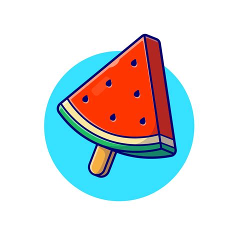 Watermelon Popsicle Cartoon Vector Icon Illustration Food Holiday Icon