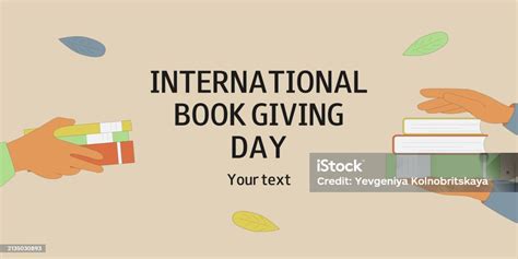 International Book Giving Day Horizontal Banner With Hands And Books