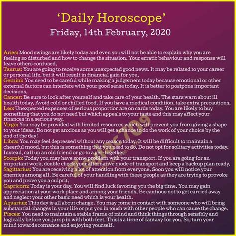 14th February 2020 Daily Horoscope | Revive Zone