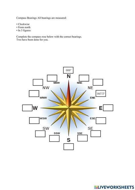 Compass Bearings Online Exercise For Live Worksheets