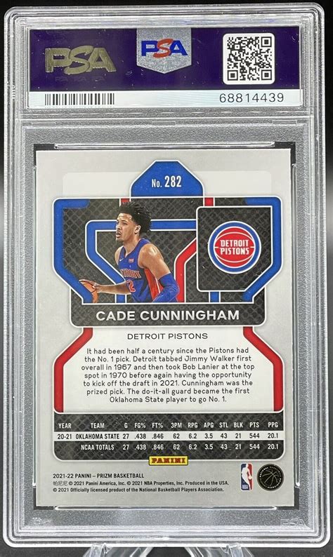 2021 Panini Prizm Cade Cunningham 282 PSA 9 MINT Rookie RC PISTONS EBay