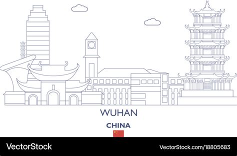 Wuhan city skyline Royalty Free Vector Image - VectorStock