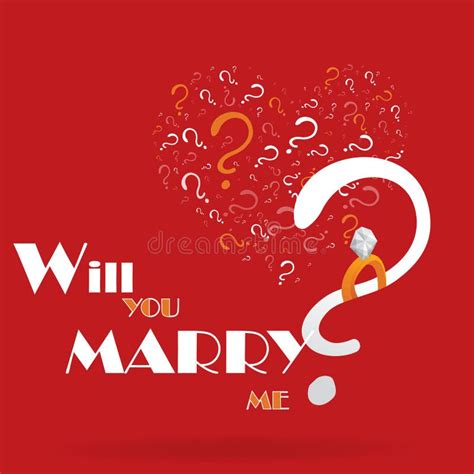 Will You Marry Me Cartoon Drawing Card For Web And Print Stock Vector