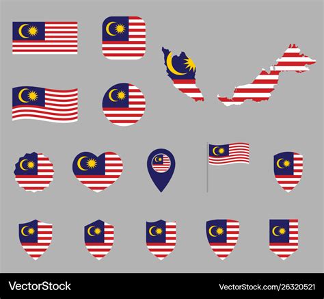 Malaysia Flag Icons Set Symbols Flag Royalty Free Vector