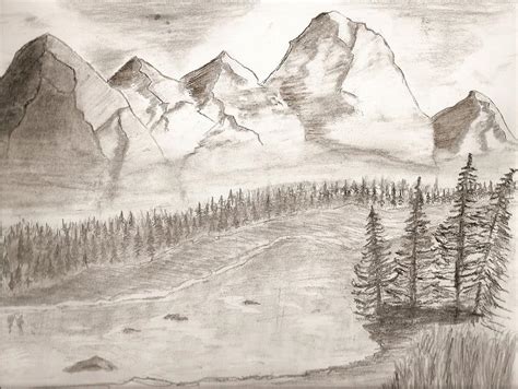 How To Draw A Mountain Landscape With Pencil