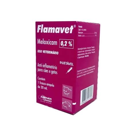 Anti inflamatório Flamavet 0 2 mg Meloxicam Agener União Injetável em