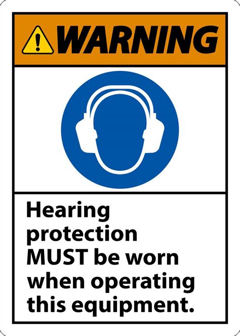 Warning Hearing Protection Must Be Worn Sign 11323487 Vector Art at