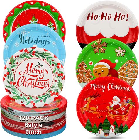 Amazon Sliner 120 Pcs Christmas Plates Paper Dessert Disposable