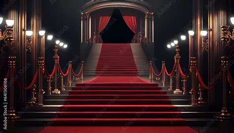 Red Carpet And Ceremonial Vip Staircase Vip Luxury Entrance With Red