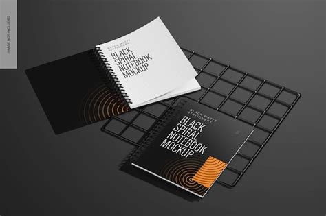 Premium Psd Black Spiral Bound Notebooks Mockup