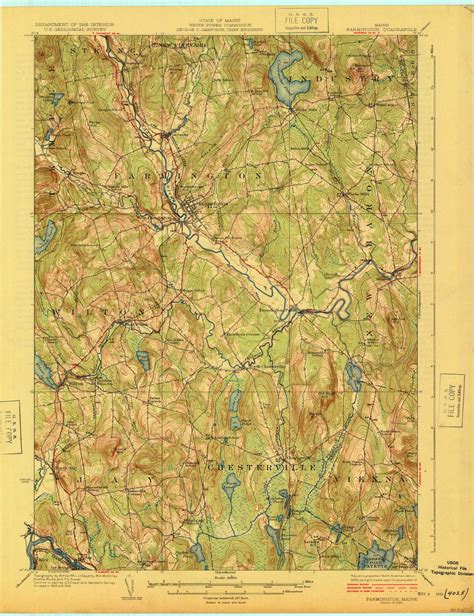 Farmington Maine 1924 1924 USGS Old Topo Map Reprint 15x15 ME Quad