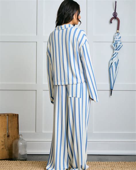 Garden Bed Sleep Set - Tomato in Blue Pinstripe - Dairy Boy