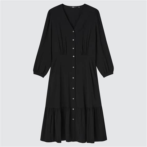 Uniqlo V Neck Short Sleeve Flare Dress Stylehint