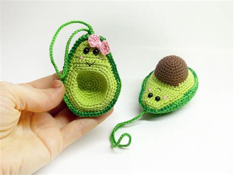 Avocado Keychain Crochet Keychain Crochet Avocado Avocado Etsy