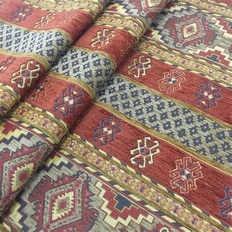 Upholstery Kilim Fabric By The Yard Turkish Boho Tribal Aztec Etsy