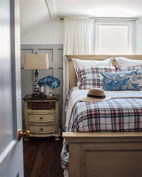 Plaid Bed With Gray Board And Batten Wall Soul Lane