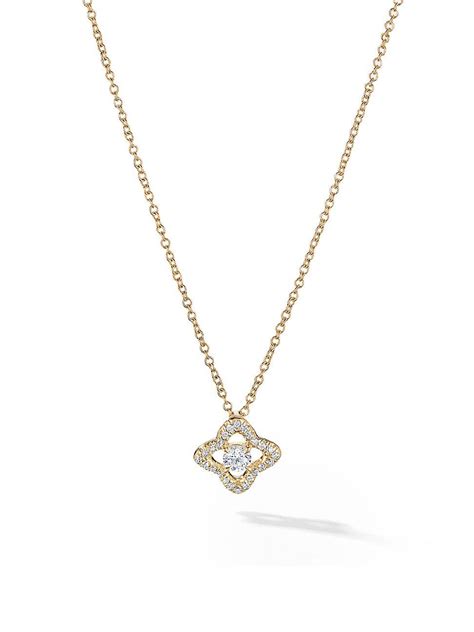 David Yurman Venetian Quatrefoil Necklace In K Yellow With Diamonds