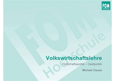 Übung 13 VWL Übung Volkswirtschaftslehre Wirtschaftspolitik