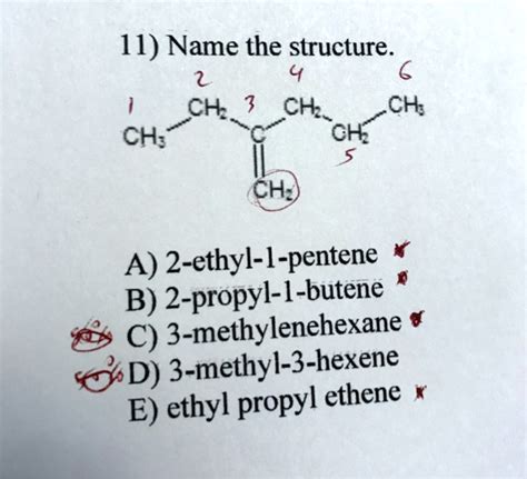 Solved Name The Structure 2h6 1ch 3ch2chsch35ch A 2 Ethyl 1 Pentene