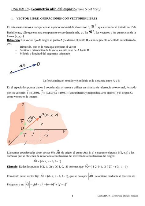 Pdf Unidad Geometr A Af N Del Espacio Tema Del Libro